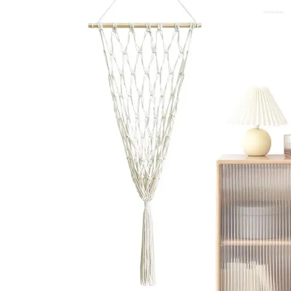 Borse portaoggetti Boho Peluche Macrame Wall Hang Net Organizzatori di giocattoli Decorazioni per la scuola materna Organizzatore per soggiorno