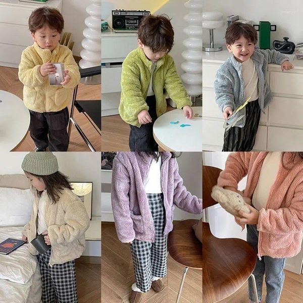 Jacken Kinder Mäntel Kinder Casual Kleidung Mädchen Junge Winter Jacke Dicke Lamm Wolle Kleinkind Kind Warme Schafe Mantel Reißverschluss