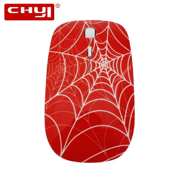 Mouse CHYI Spider Web Wireless ultra sottile USB Mini computer Mouse ottico 3D Slim PC Mause Cartoon Kids Cool Mouse creativi per laptop