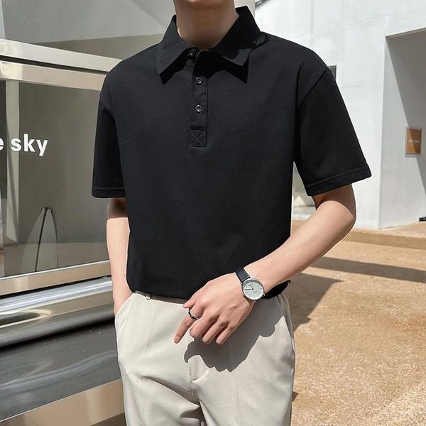 Männer Casual Hemden 2024 Sommer Einfarbig Top Koreanische Version Taste Polo Shirt Mode Lose Revers Tragen