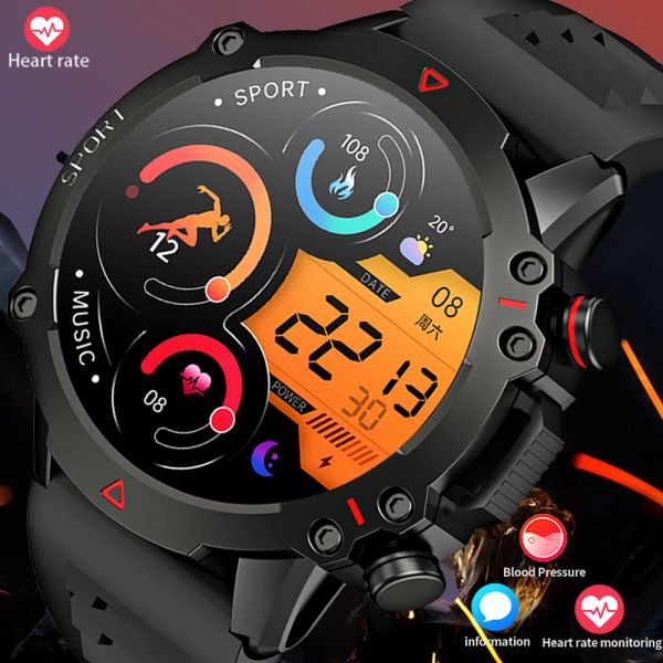 Saatler 1.53 inç HD Bluetooth Çağrı Akıllı Watch Men Sports Fitness Tracker Kalp Monitörü IP67 Men için Su Geçirmez Akıllı Saati+iOS