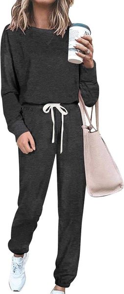 Conjunto de pijama feminino tie-dye de duas peças casual manga comprida roupa esportiva combinada com calças compridas para uso doméstico 3 IQXI