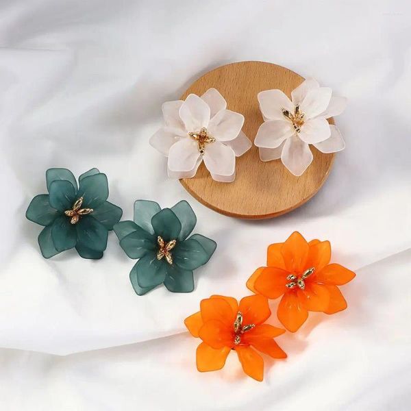 Brincos de parafuso prisioneiro par moda presentes para mulheres meninas laranja branco verde cor personalidade pétalas studs jóias acessórios gota