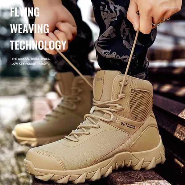 Scarpe da fitness Stivali tattici stile alto da uomo Arrampicata all'aperto Escursionismo militare Uomo Desert Ankle Allenamento da campeggio di grandi dimensioni