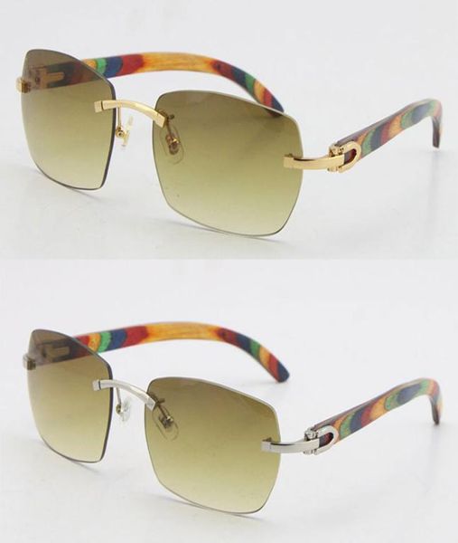 Tüm satış yüksek kaliteli moda güneş gözlüğü unisex orijinal ahşap rimless 18k altın tavus kuşu ahşap gözlükleri UV400 lens çerçeveleri t9871421