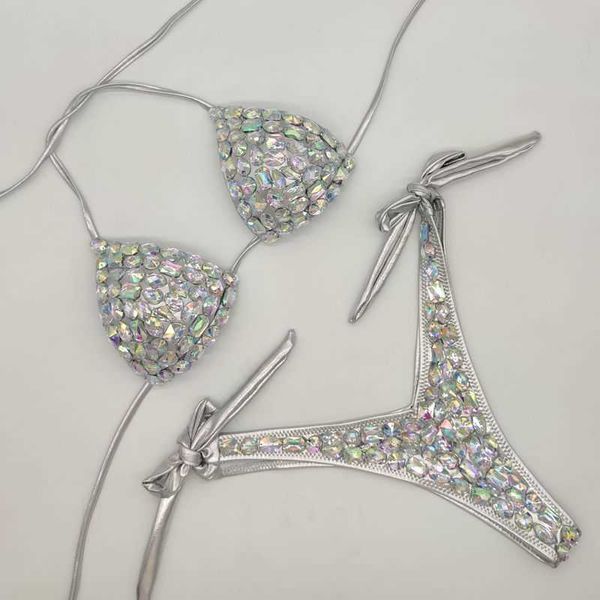 Set di costumi da bagno bikini tempestati di diamanti economici a prezzo di fabbrica di vendita calda