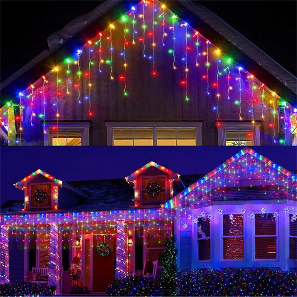 Decorazioni natalizie per la casa esterna LED tenda ghiacciolo stringa luce ghirlanda stradale in casa inverno 220 V 5 m caduta 0,4-0,6 m