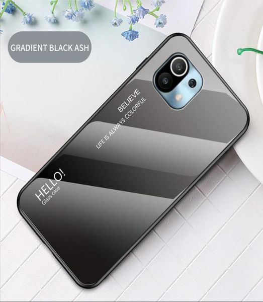 Para xiaomi 11 caso de vidro temperado colorido macio tpu brilhante gel pele xiaomi mi 11 10t pro 10t lite telefone duro cover1608265