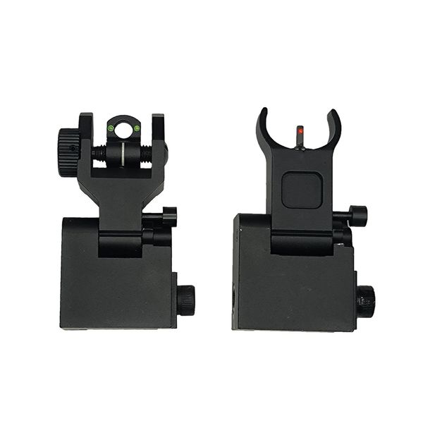 Mirino meccanico Airsoft Iron Sight Macchina pieghevole anteriore e posteriore Centraggio in fibra AR15 Mirino a 90 gradi