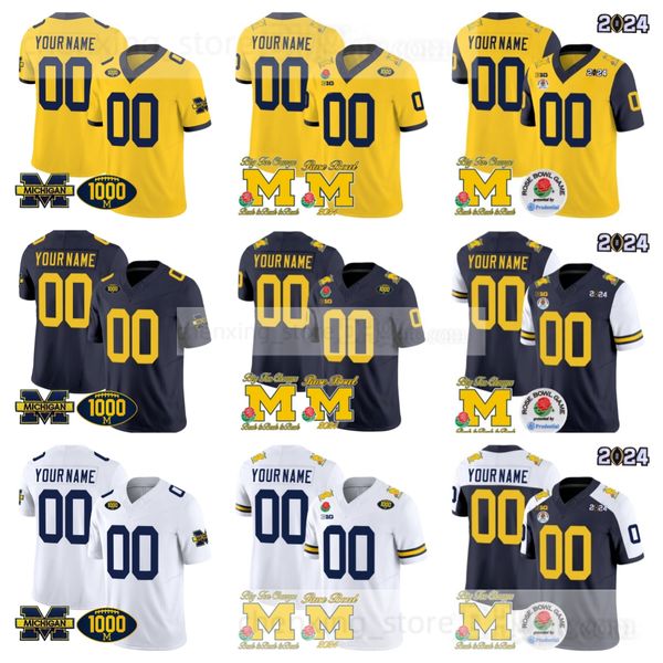 Maglie da calcio NCAA Michigan Wolverines 9 J.J.McCarthy 13 Jack Tuttle 2 Blake Corum 7 Donovan Edwards 36 Kalel Mullings 1 Roman Wilson 18 Colston Loveland