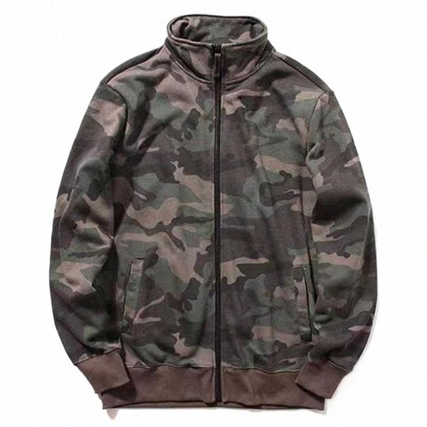 Stehkragen Cott Terry Stoff Männer Camoue Jacke 2024 Frühling Herbst Military Stil Herren Camo Muster Zip Up Mantel d44B #