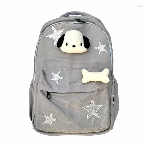 Schultaschen XZAN Damen Niedlicher Rucksack Stil Buch Modisch Silber Rucksack Knochen Wasserdicht