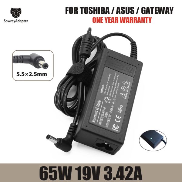 Adattatore 19V 3.42A 65W 5.5x2.5mm Adattatore CA per caricabatterie per laptop Asus ACER Toshiba LITEON delta gateway Fujitsu IBM alimentatore per notebook