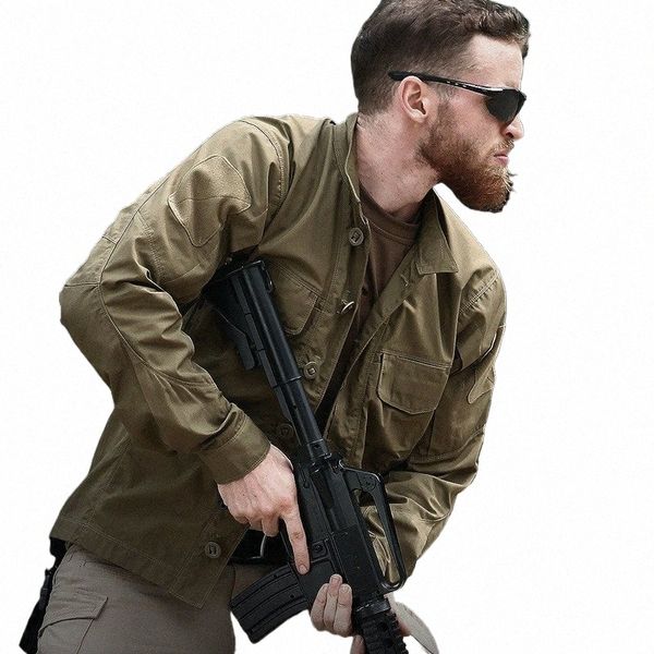 Camisas de trabalho respiráveis de secagem rápida masculina, camisas táticas militares leves, camisas de desempenho de combate com vários bolsos Z4Py #