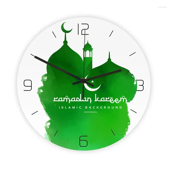 Wanduhren SV-Muslim Eid Al-Fitr Uhr Acryl Vintage Runde Home Design Schlafzimmer Wohnzimmer Dekor Kunst Leicht zu lesende Uhr