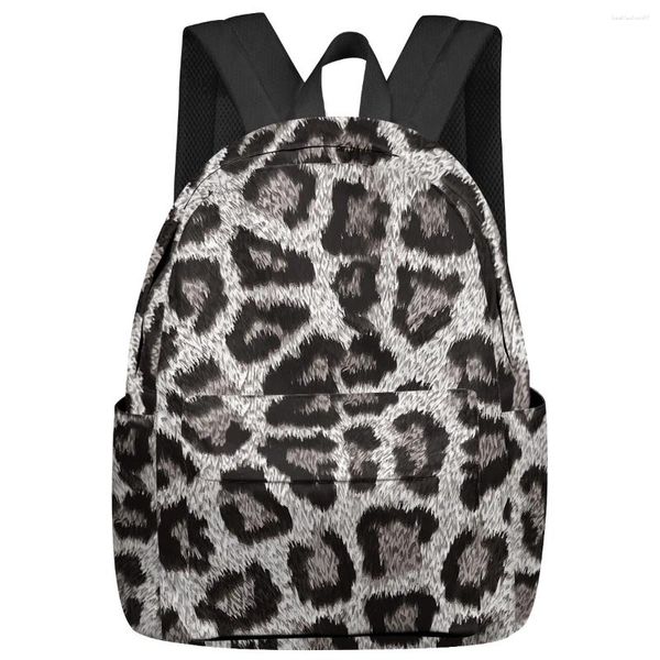 Zaino con texture in pelle stampa leopardata Borse per laptop da uomo di grande capacità Scuola superiore Studentessa universitaria Mochila