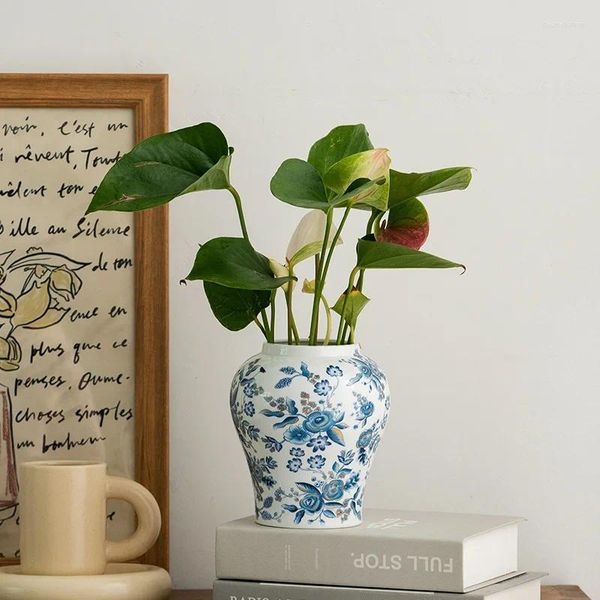 Vasen 1 Stück Keramikvase Kunsthandwerk Wohnzimmer Desktop Dekoration Blumenarrangement Gerät Chinesischer Stil Muster