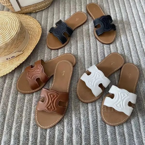 Designer-Pantoletten, Hausschuhe für Damen, Sommer-Slide-Strandsandale, lässige Luxus-Flip-Flops, Leder-Slider, flacher Absatz, Slipper, Hotel-Pool im Freien, Walking-Damenschuhe