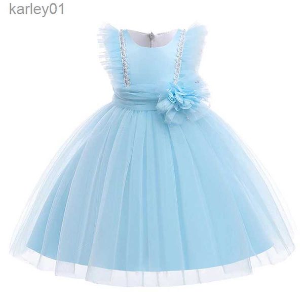 Abiti da ragazza Compleanno per bambini Abito da principessa per ragazze Costume per bambini Fiore Tulle Abiti da damigella d'onore formali Ragazza Festa di nozze Abito da ballo yq240327