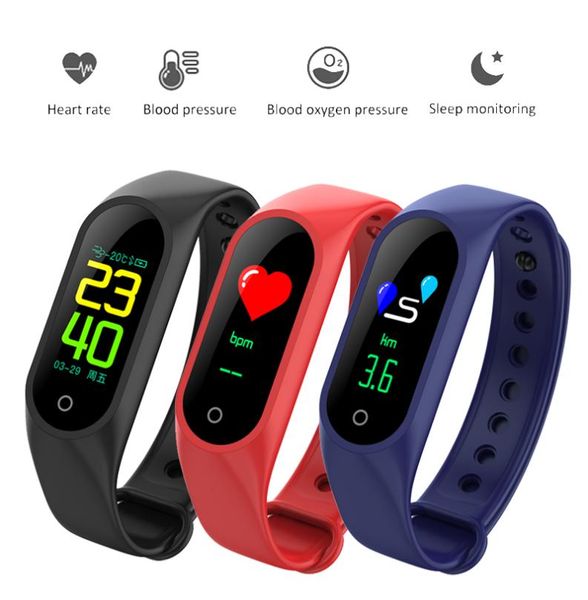 M3 Smart Band Farbe LCD Bildschirm Fitness Tracker Armband IP67 Wasserdichte Armbänder Herzfrequenz Schlaf Monitor für IOS Android4197591