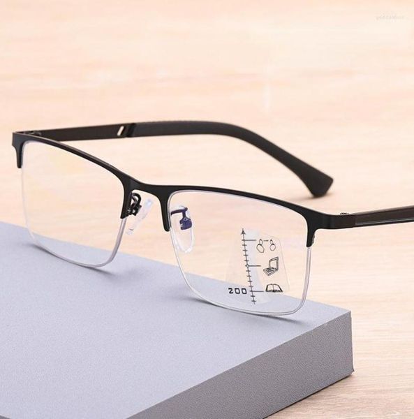 Óculos de sol Men039S Business Anti -Blue Light Eyewear Progressive Reading Glasses Men Metal Frame Glassungla1217165