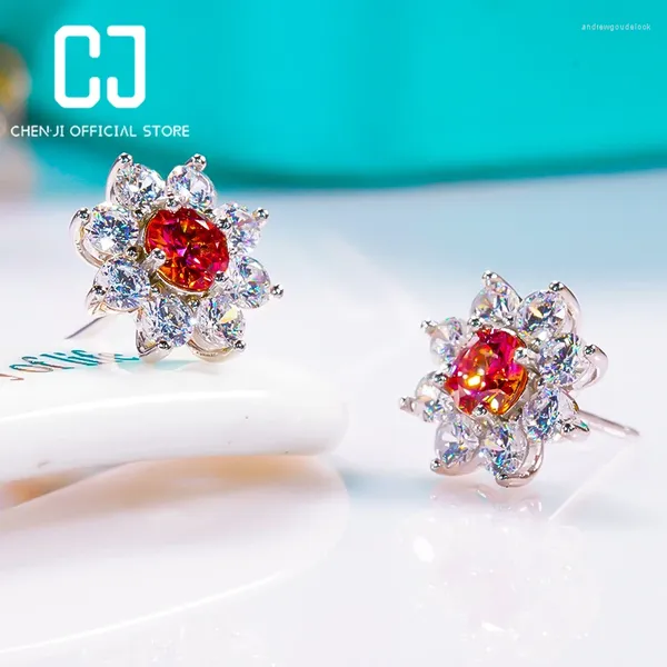 Orecchini a bottone Fiore D Colore VVS1 Moissanite Argento sterling 925 Placcato platino per le donne Pietra preziosa Cena di nozze Gioielleria raffinata