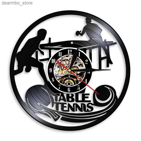 Orologi da tavolo da scrivania Giocare a ping-pong Orologio da parete con registrazione LP in vinile Design moderno Gioco di ping-pong LED Sport con luce retrò Orologio da parete silenzioso24327