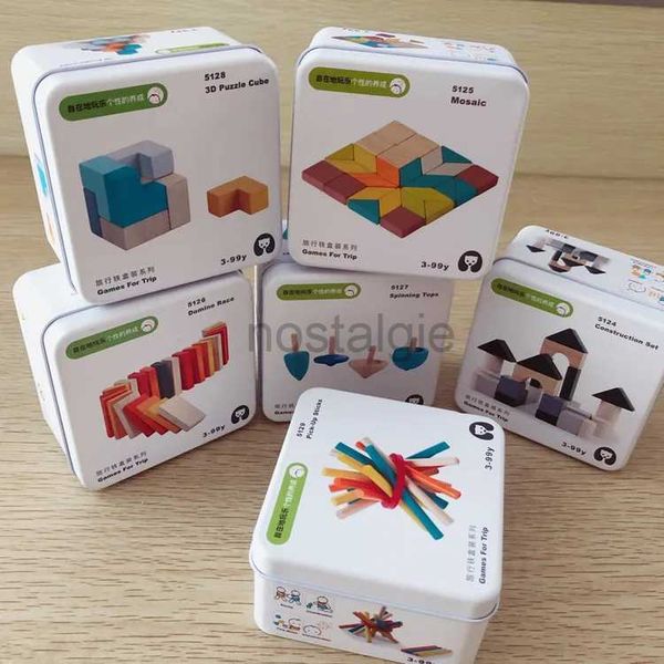 Intelligenzspielzeug Kinder Holzpuzzle Domino Tangram Spielzeug Frühes Lernen Bildung Kinder Interaktives Spiel mit Einzelhandelsbox 24327