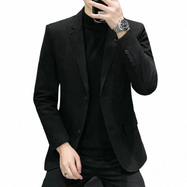 Blazer di alta qualità da uomo britannico di alta qualità semplice busin lavoro Fi Trend Party Best Man Gentleman Slim Suit Jacket p1SO #