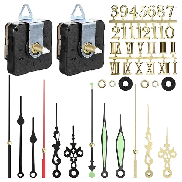 Wanduhren 2 Stück Quarz DIY Uhrwerk Mechanismus Ziffern Kit mit 4 Pack Zeigern für Ersatzreparatur