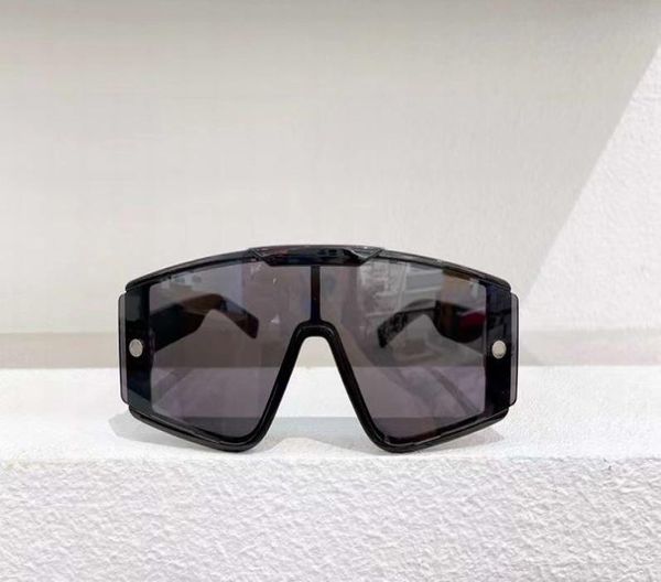 Übergroße Shield-Sonnenbrille für Herren, schwarze graue Gläser mit extra bedruckten Gläsern, Sonnenbrille, modische Sonnenbrille, UV400, Pr2225236