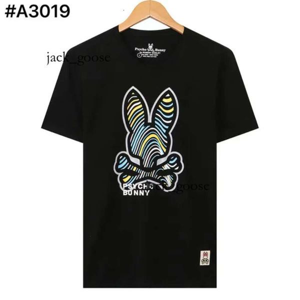 Psychological Bunny Herren-T-Shirts, Kaninchen-Aufdruck, Herren-Designer, Totenkopf-Kaninchen, verrücktes psychologisches Kaninchen, hochwertiges Rundhals-Shirt, Physcho Bunny, Psyco Bunny 208