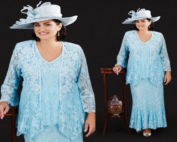 Ann Balon 2019 Mãe Da Noiva Vestidos Full Lace V Neck Mother039s Vestidos de Casamento Plus Size Desgaste Formal Mães Noivo Dress6802071