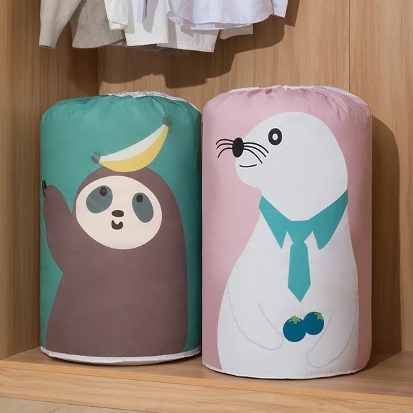 2024 urso dos desenhos animados saco de armazenamento dobrável porta feixe transparente organizador roupas cobertor bebê brinquedo cesta recipiente colcha sacos viagem