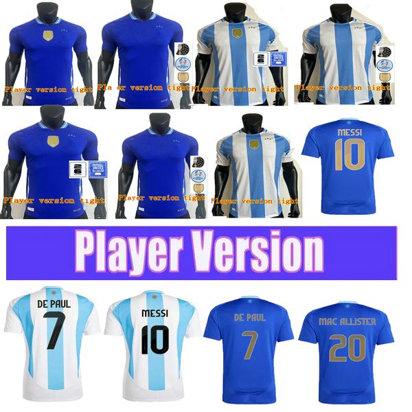 ArgentinaS classico Versione giocatore popolare X-XXL TAGLIA MESSIS Home Away Soccer Jerseys 2024 2025 J.AAREZ DI MARIA DYBALA MARTINEZ ALLISTER MARADONA Maglia da calcio da uomo