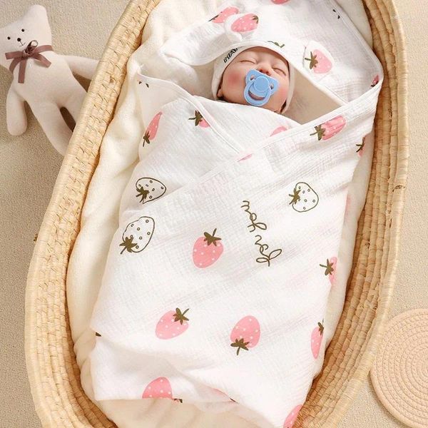 Decken Baumwolle super weiche warme Bademänze für den geborenen Säugling Schlafsack Swaddle Wrap mit Kapuze Kleinkind Poncho