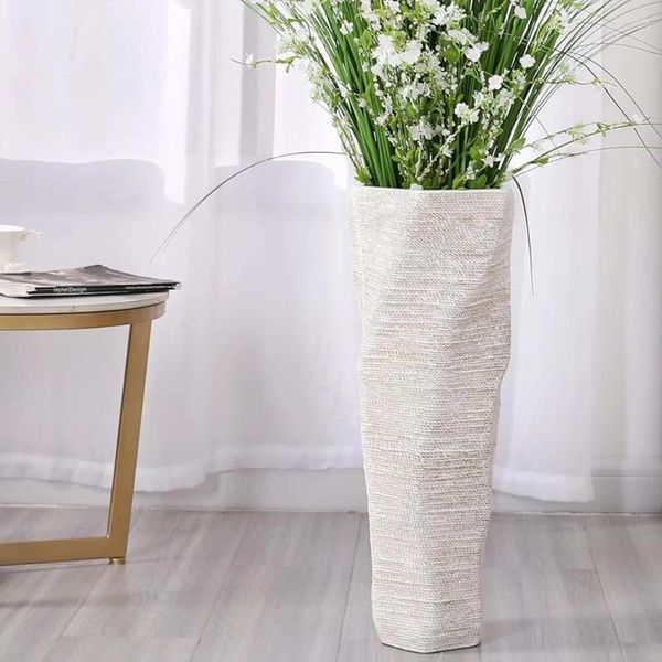 Vasen, dekorative hohe Bodenvase für Wohnzimmer-Dekoration, 58,4 cm, Heimdekoration, weißes Harz, frachtfrei, für den Garten