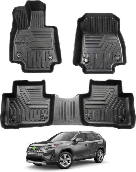 Kompatibel mit Toyota RAV4 Fußmatten, 2-reihiges Liner-Set, alle Modelle, TPE-3D-Bodenmatten, Allwetter, individuell für Toyota Rav4