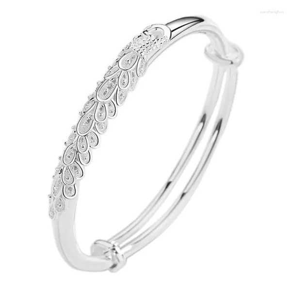 Bracciale rigido pavone loto braccialetto buddista braccialetti per donna Gioielli vintage di qualità di lusso