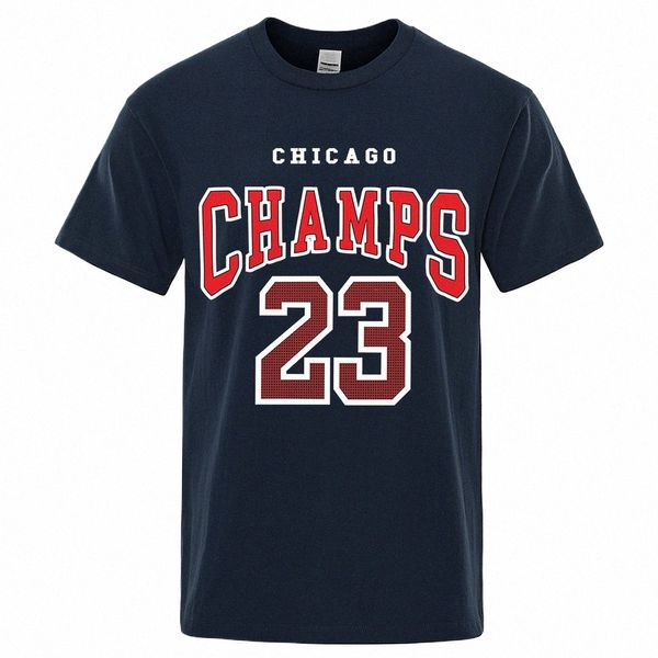 Футболка Chicago Champs 23 USA City Team Спортивная рубашка с коротким рукавом Мужская повседневная футболка Cott Одежда Уличная дышащая футболка в стиле хип-хоп 87o0 #