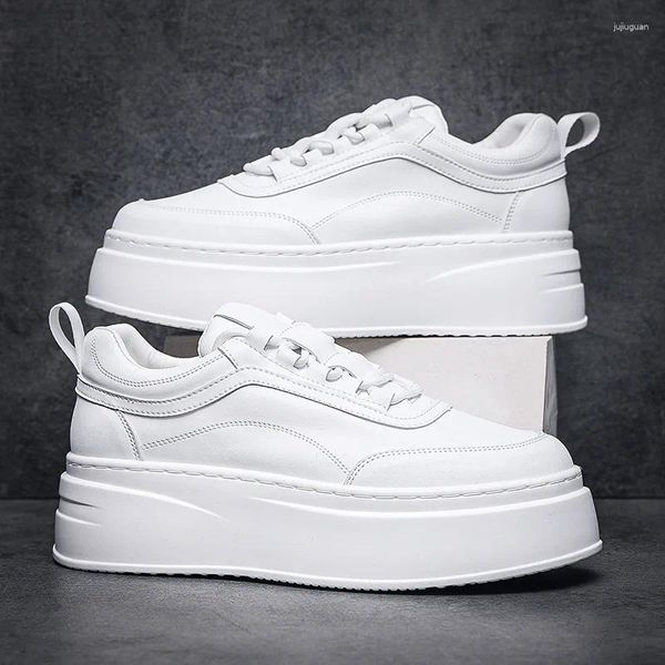 Casual Schuhe Herren Mode Flache Plattform Original Leder Höhe Zunehmende Schuh Junge Street Style Weiße Turnschuhe Outdoor Schuhe