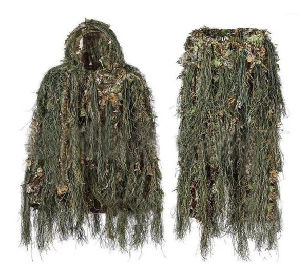Set da caccia Ghillie Suit Woodland 3D Leaf Travestimento Uniforme Cs Tute mimetiche crittografate Set Army Tattico 16277595