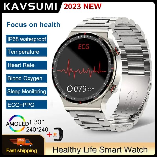 Orologi Sano Ossigeno Nel Sangue Intelligente Orologio da Uomo ECG + PPG Precisa Temperatura Corporea Monitor di Frequenza Cardiaca Smartwatch HRV Orologi di Pressione Sanguigna