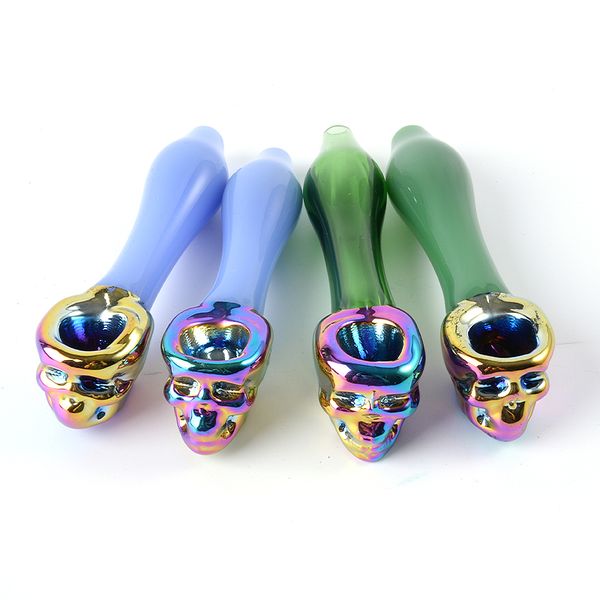 Tubo de queimador de óleo de vidro para bongos de água fumar 4 polegadas colorido pirex vidro crânio queimador de óleo água tubos de mão bongs dab rigs sw141