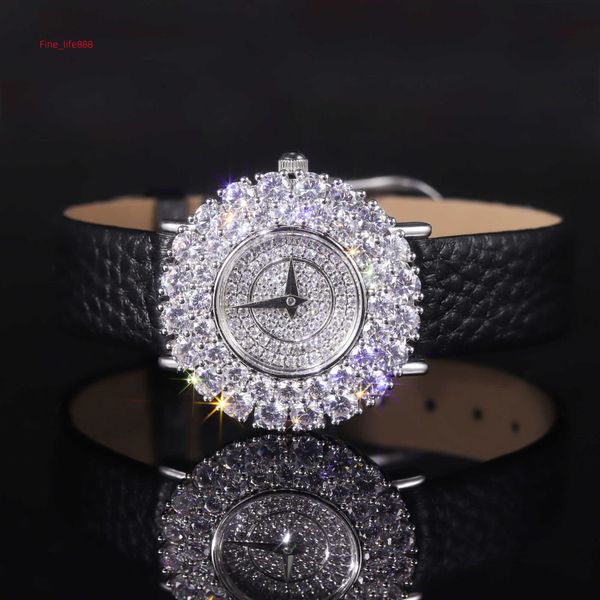 JW003 Прочные ювелирные изделия на заказ, заводские женские часы с бриллиантами, роскошные часы из стерлингового серебра 925 пробы, женские часы с муассанитом