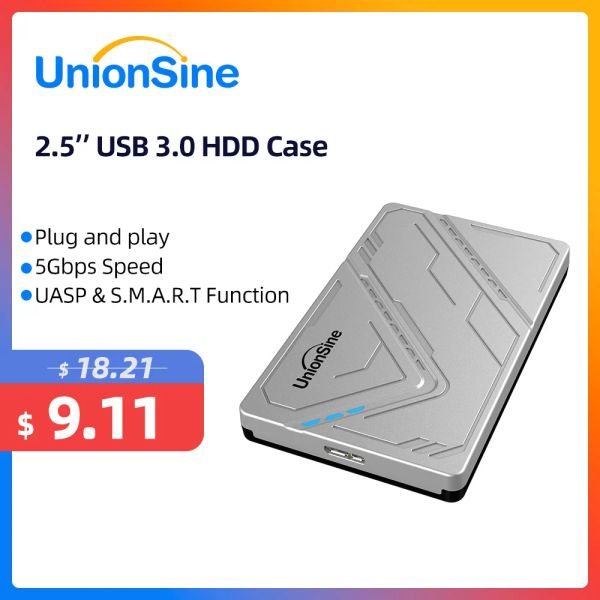 Корпус UnionSine MicroB USB3.0 2,5-дюймовый внешний накопитель для жесткого диска SATA 5 Гбит/с HDD SSD Корпус жесткого диска Поддержка UASP для ПК-ноутбука