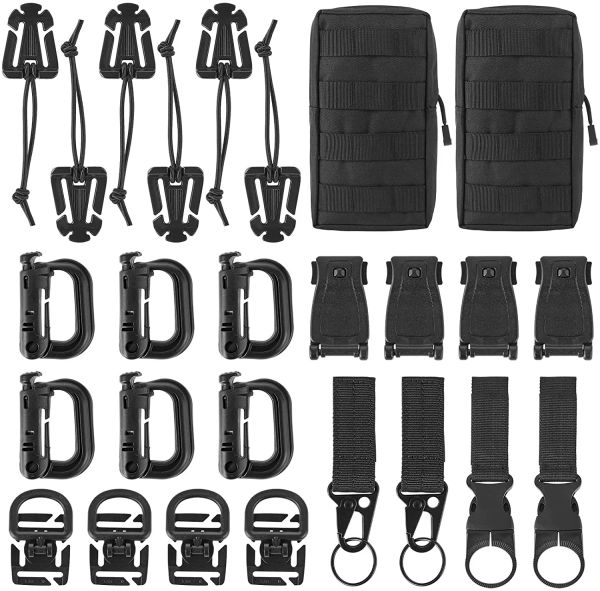 Sacchetti 28pcs clip ingranaggio tattico impostato attacchi di molle esterni con tastiera mole b