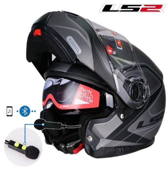 Capacetes de motocicleta Genuine LS2 FF325 Flip Up Motocicleta Capacete Dupla Sun Shield Lente Modular Moto Homens Full Face ECE Racing Mo9207890