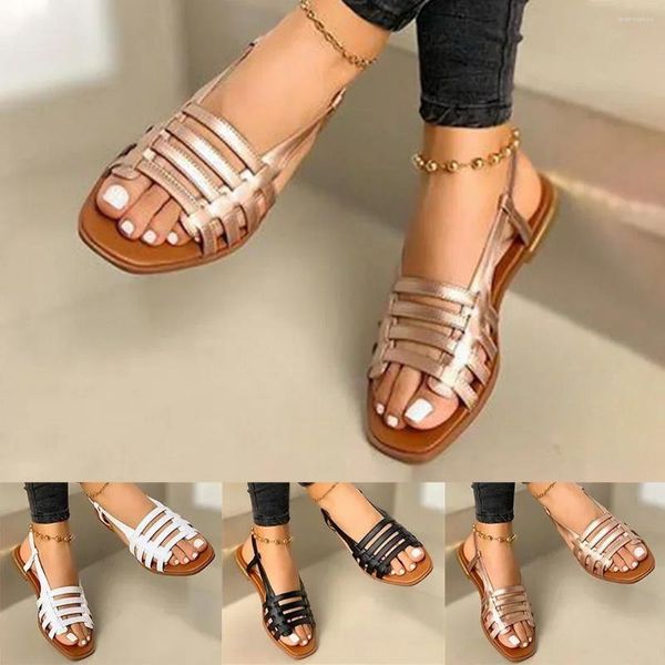 Summer Woman sandals Women Show Out Roman Scarpe 2024 Gladiatore femminile Open Toe Beach Flats Ladies calzature Plus Times 35-43 2328 's