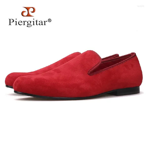 Casual Schuhe Piergitar handgemachte rote Farben Samt Männer Loafers Party und Hochzeit Rauchen Hausschuhe Plus Größe Herren